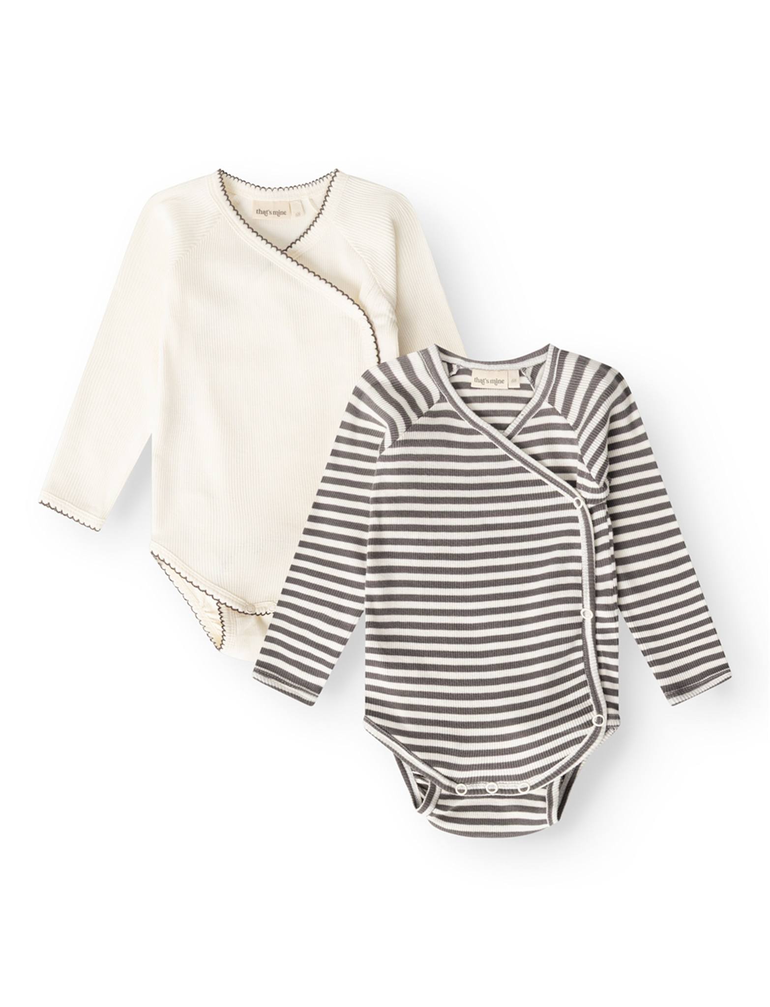 That's Mine Juma slå-om bodystocking 2-pak - Dark grey stripe - 100% Bomuld(Økologisk) Buy Bodystockings||Undertøj||Favoritter||personale||Baby essentials||NOOS||Jersey||All here.