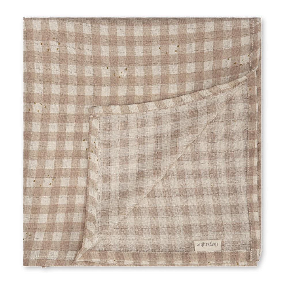 Jana muslin swaddle - Stardust check beige