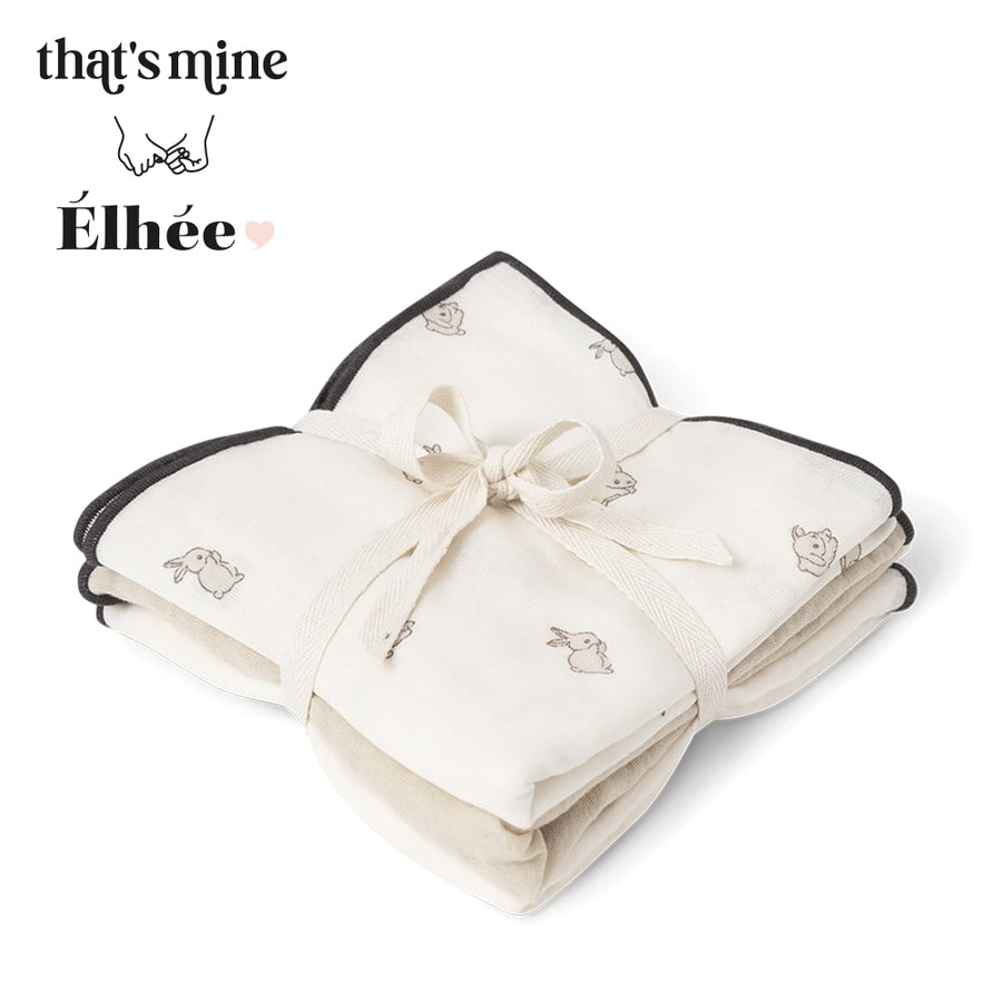 That's Mine Collab bora muslin cloth - Bunnies - 100% Organic cotton Buy Amning & pusletid||Pusle||Stofbleer||Alle||personale||alt minus sløjfe here.