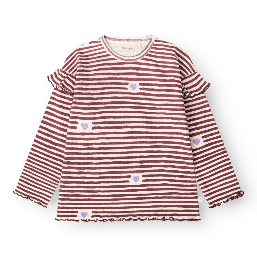 That's Mine Jamilla bluse - 104cm - 4Y - 95% Organic cotton, 5% Elastan Buy Tøj||Overdele||Bluser||Nyheder||Alle||personale||Efterår & vinter 2025||alt minus sløjfe||mette-sale||drop 1 aw25||Love berry ♥️||Jersey here.