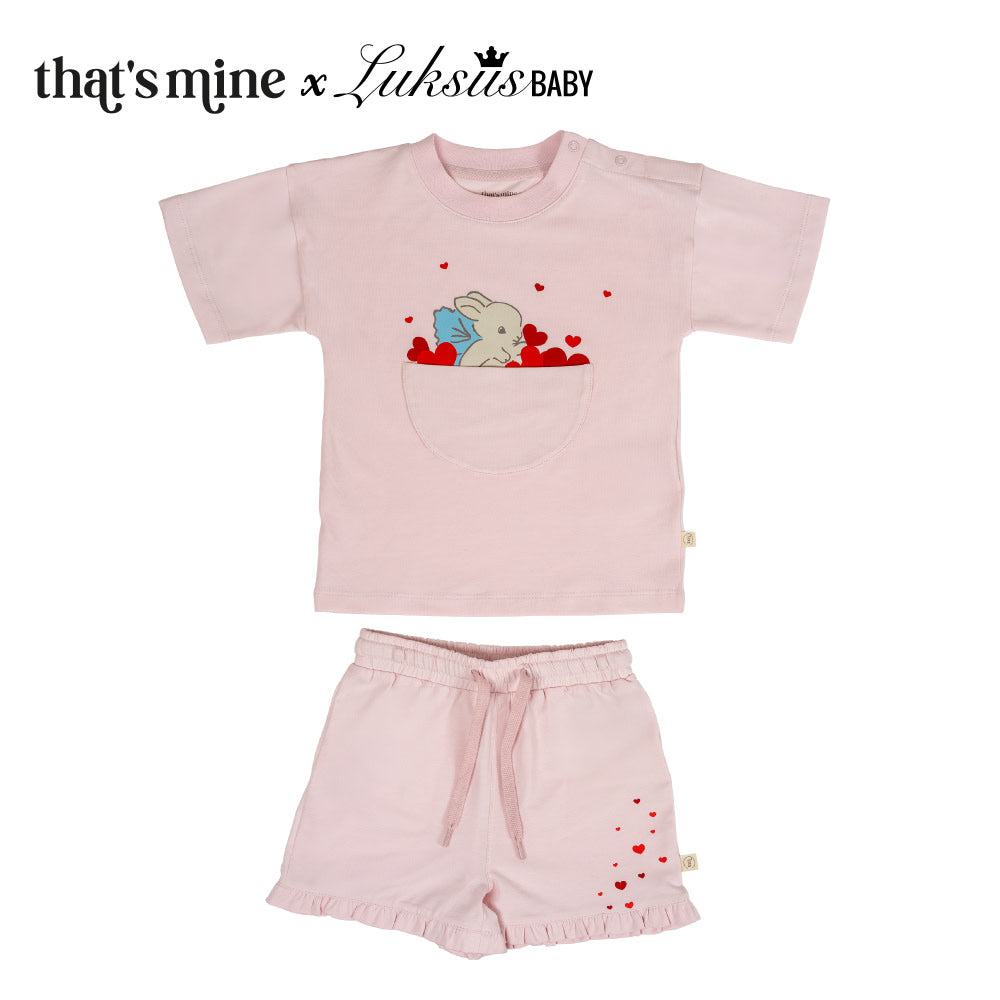 That's Mine Lara set - Soft pink - 95% organic cotton / 5% elastane Buy Tøj||Alle||personale||alt minus sløjfe||That's Mine x Luksusbaby here.