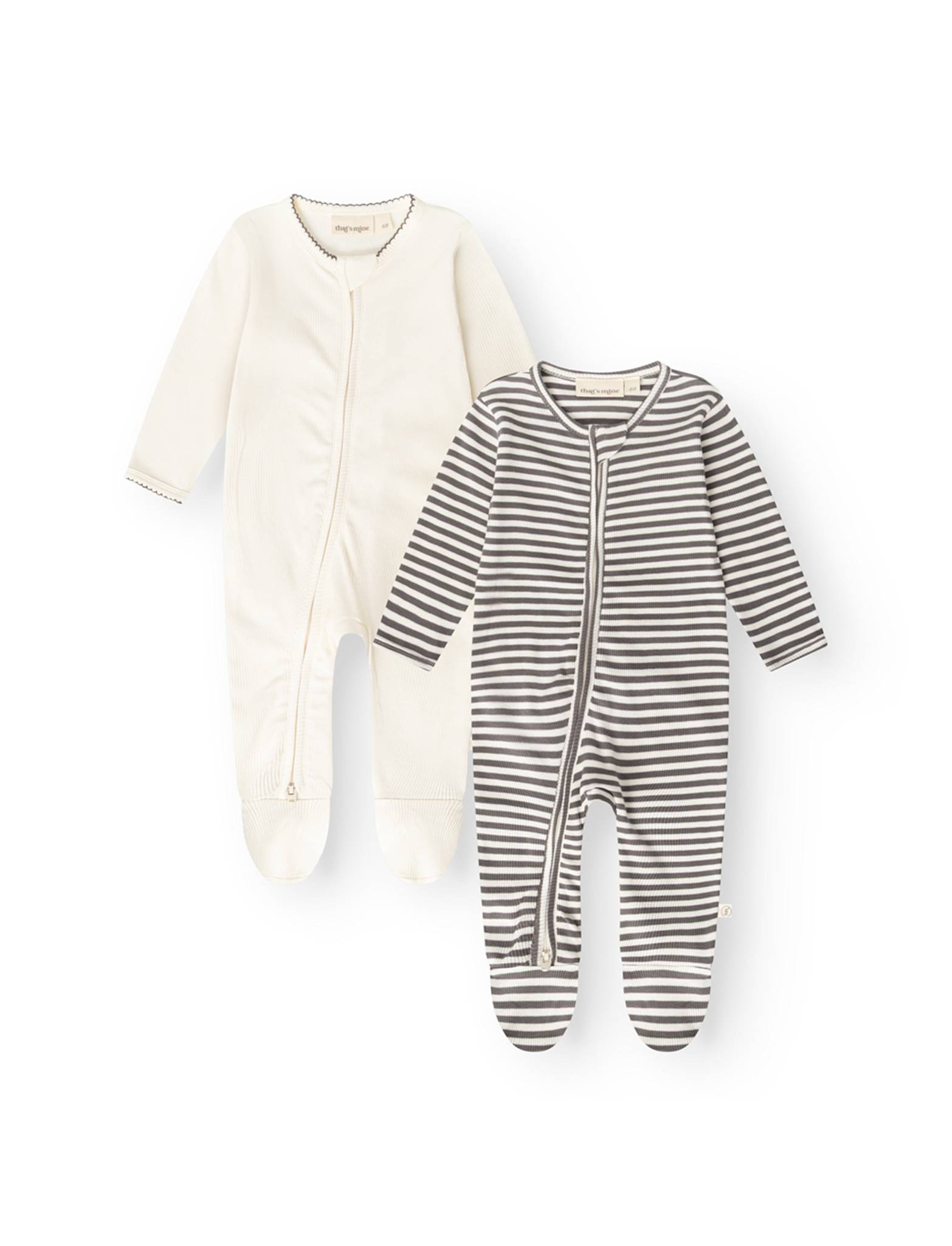 That's Mine Jona onesie 2-pak - Dark grey stripe - 100% Bomuld(Økologisk) Buy Overdele||Onesies||Nattøj||Favoritter||personale||Baby essentials||NOOS||Jersey||All here.