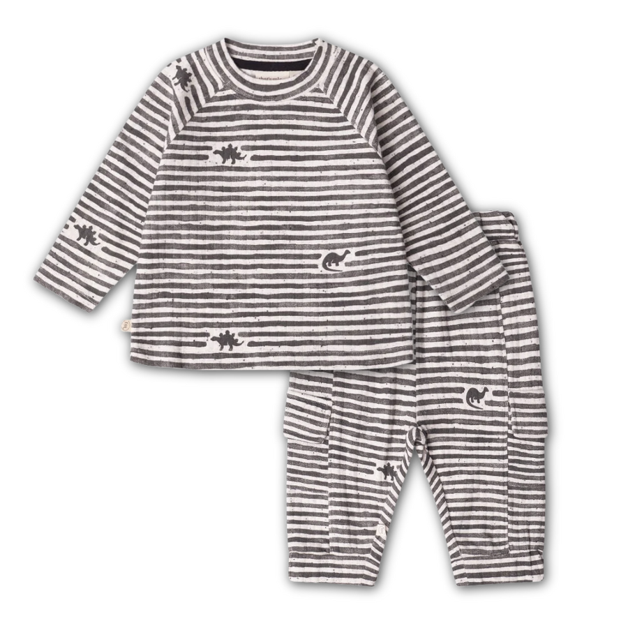 That's Mine Mono dino stripe sæt - 95% Organic cotton / 5% Elastane Buy Alle||personale||Efterår & vinter 2025||alt minus sløjfe||mette-sale||Dinosaurtøj & kostumer||Mono dino||drop 1 aw25 here.